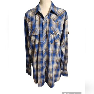 Wrangler wrancher pearl snap xlt long sleeve shirt‎